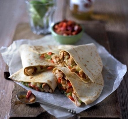 Chilli chicken quesadillas