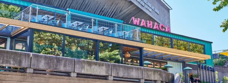Exterior of Wahaca Southbank with outside terrace seating