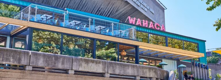 Exterior of Wahaca Southbank with outside terrace seating