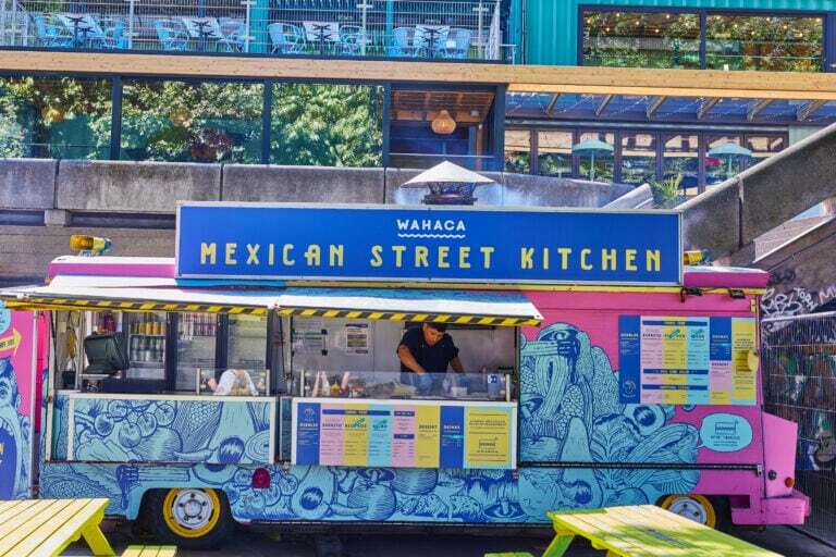Our Mexican Street Kitchen van serving burritos and salads at Wahaca Southbank