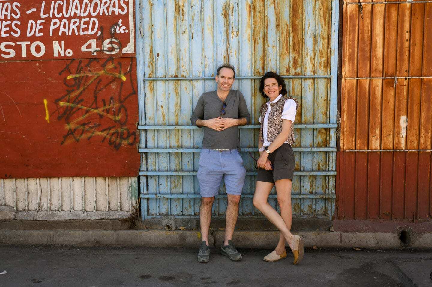 Our co-founders Mark and Tommi in Oaxaca Mexico leaning against a wall outside the central market