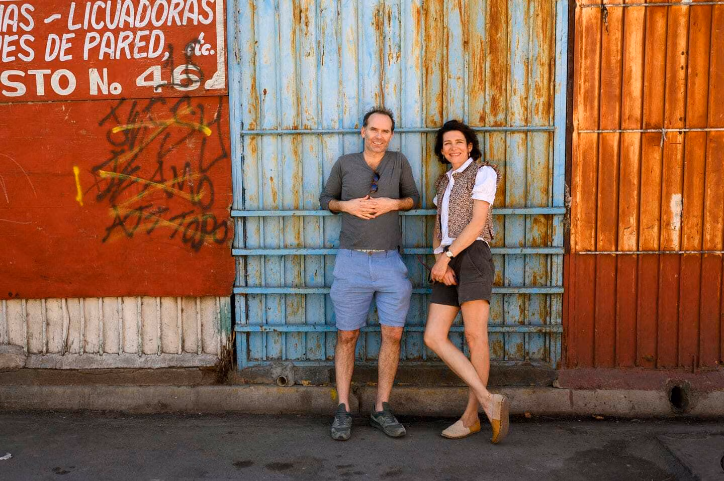 Our co-founders Mark and Tommi in Oaxaca Mexico leaning against a wall outside the central market