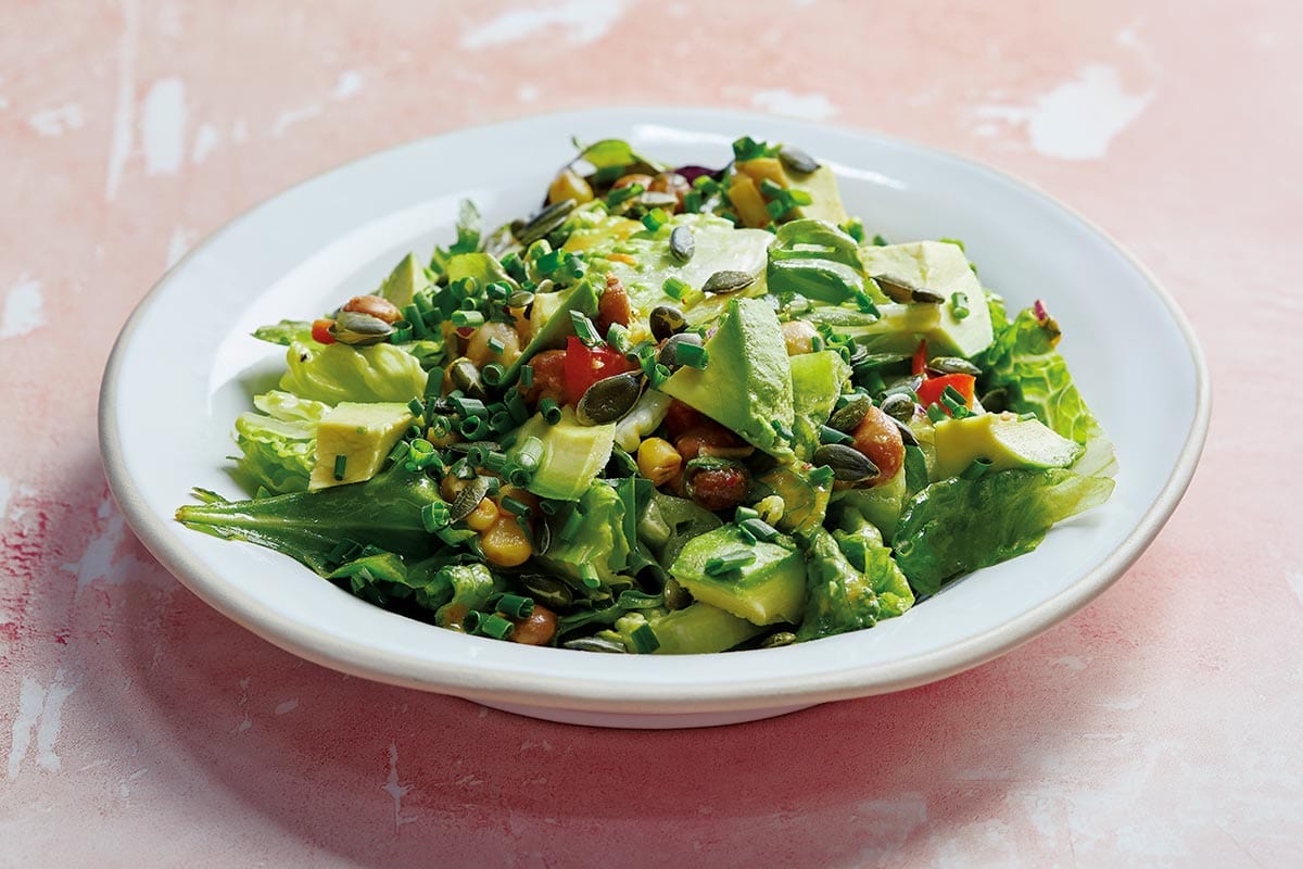 Fresh and vibrant cos and avocado salad