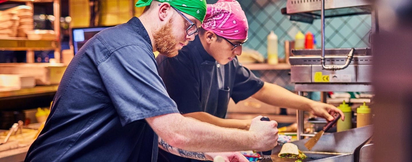 Chefs cooking quesadillas at Wahaca