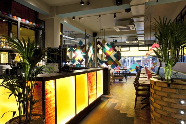 Colourful interior at Wahaca Oxford Circus