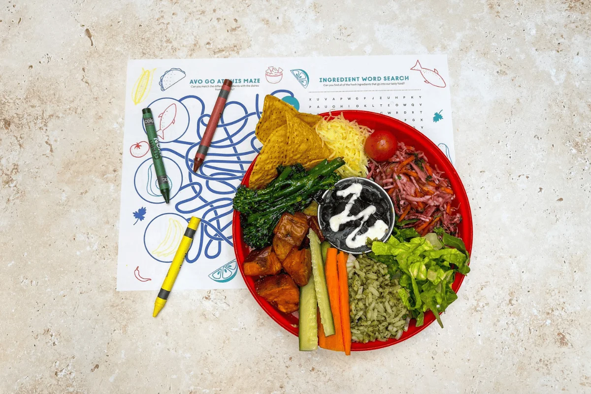 Wahaca children's meal veggie rainbow bowl