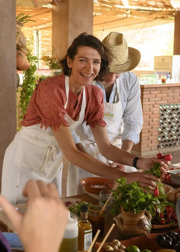 Thomasina Miers in Oaxaca Mexico cooking with fresh Mexican ingredients