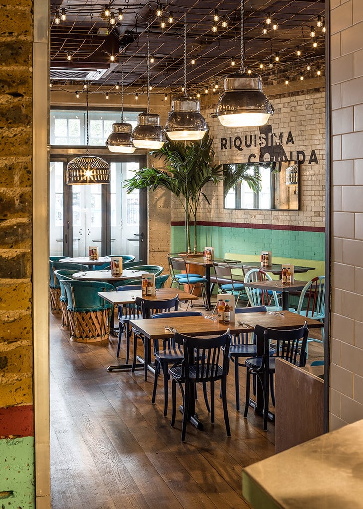 Light welcoming interior of Wahaca Shoreditch