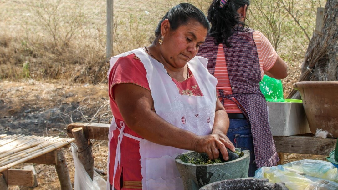 A woman cooking in Mexico with the support of the Mexican cook stove project which Wahaca supports