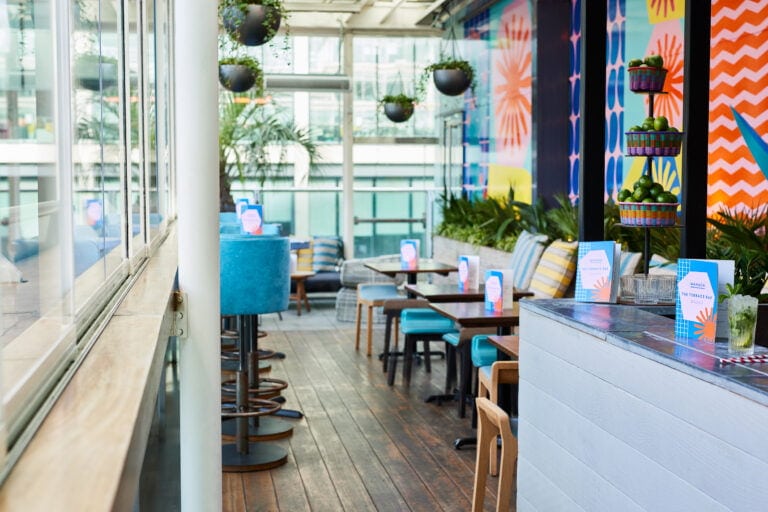 Bar area at Wahaca Canary Wharf