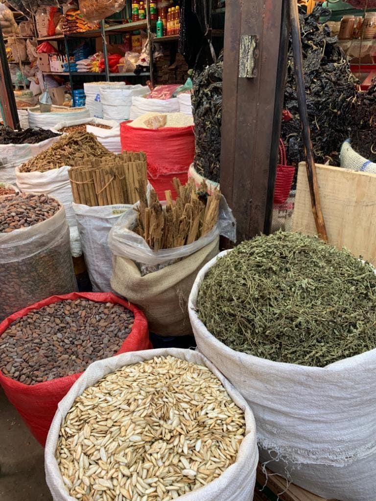 An array of ingredients at the markets in Oaxaca