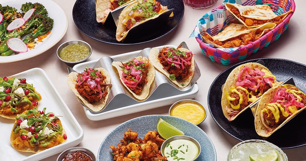 An array of Wahaca dishes including favourites pork pibil and buttermilk chicken tacos