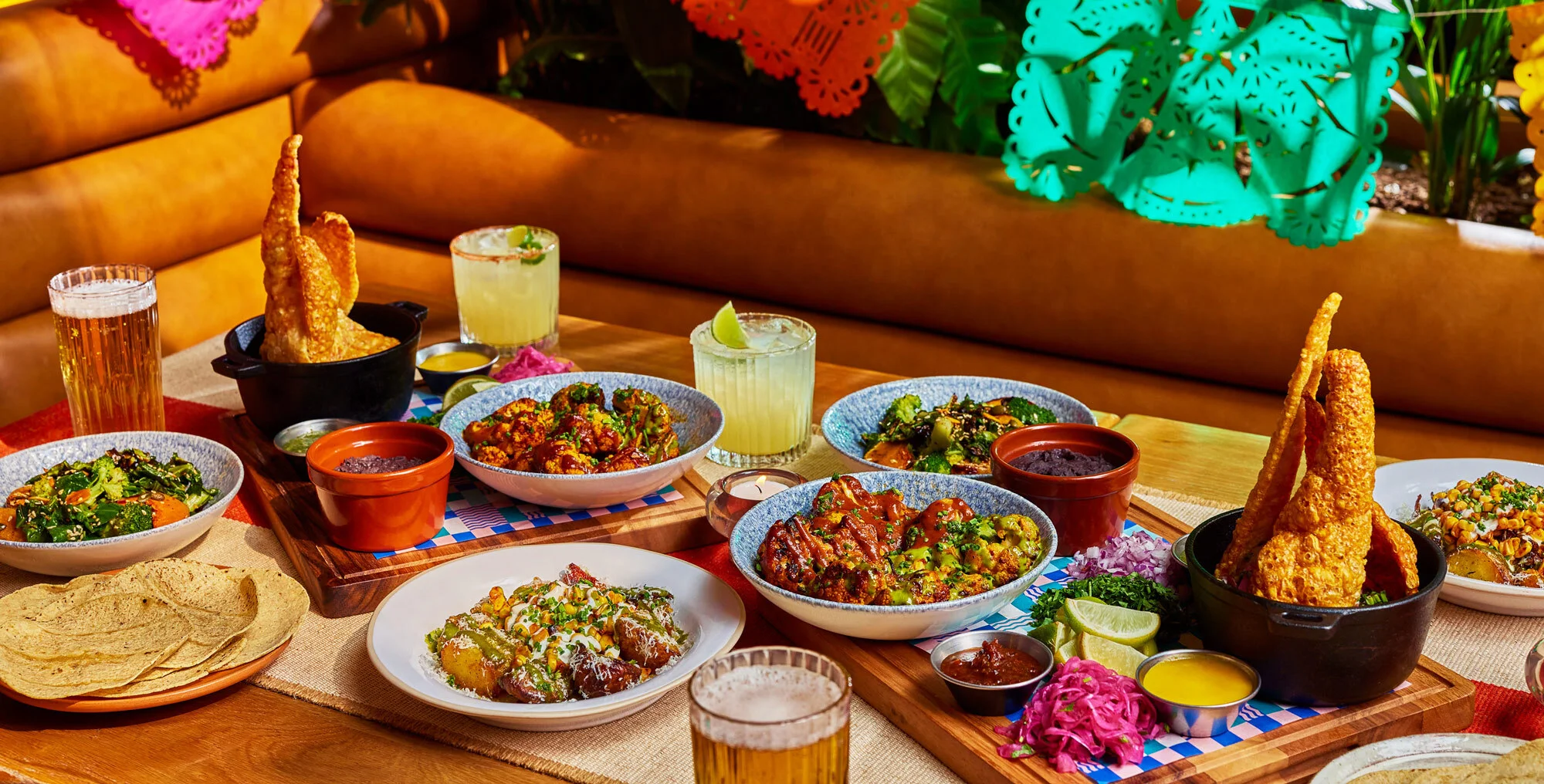 A table filled with our festive feast main dishes