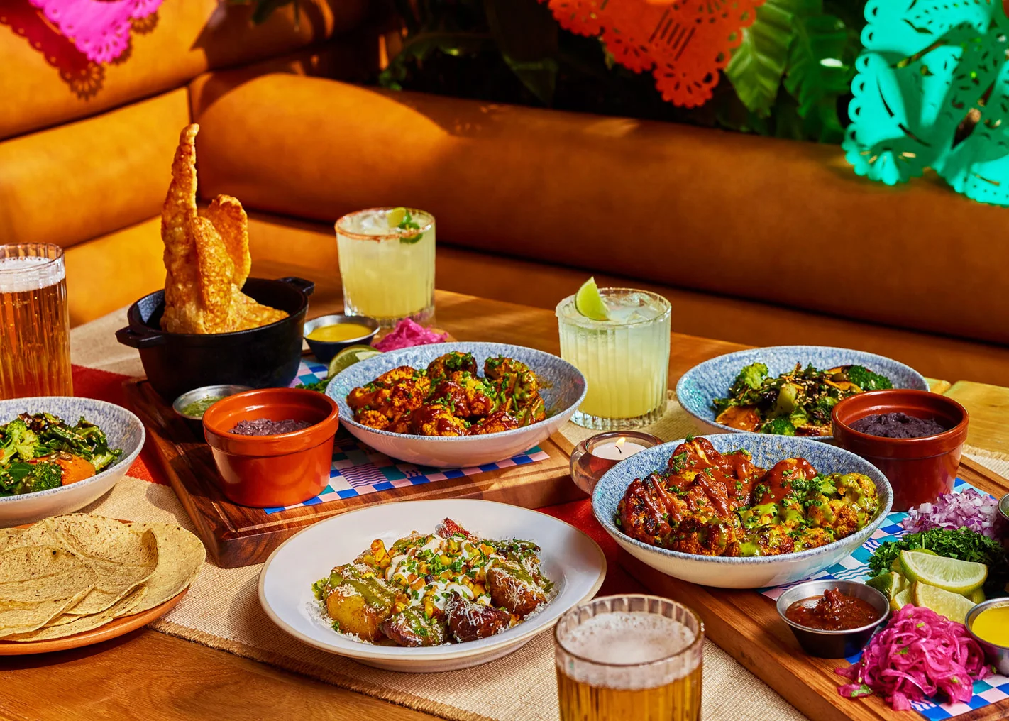 A table filled with our festive feast main dishes